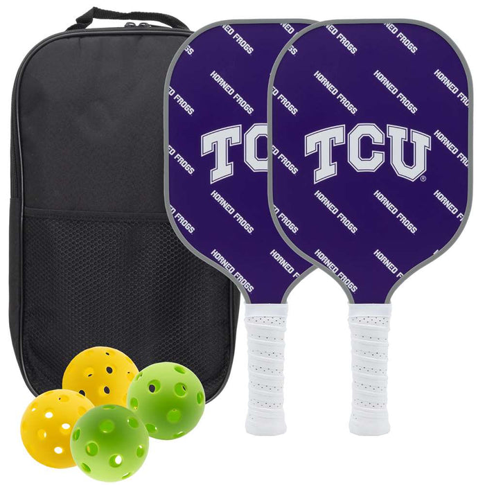 Texas Christian TCU Horned Frogs Carbon Fiber Pickleball Paddle Set