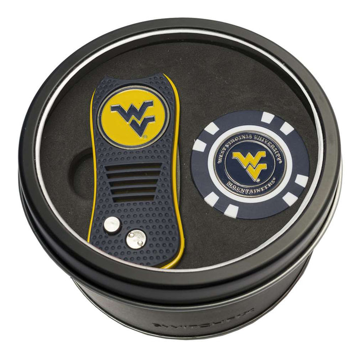 West Virginia Mountaineers Golf Tin Set - Switchblade, Golf Chip