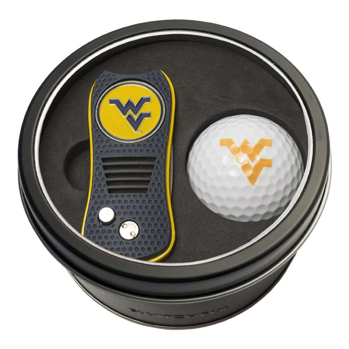 West Virginia Mountaineers Golf Tin Set - Switchblade, Golf Ball