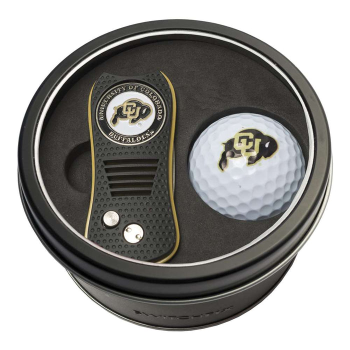 Colorado Buffaloes Golf Tin Set - Switchblade, Golf Ball