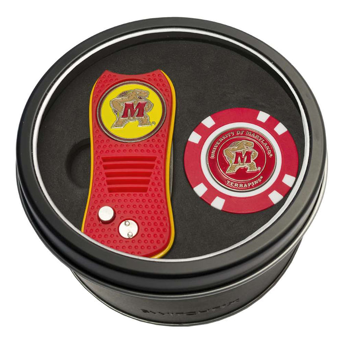 Maryland Terrapins Golf Tin Set - Switchblade, Golf Chip