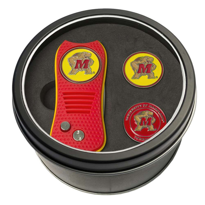 Maryland Terrapins Golf Tin Set - Switchblade, 2 Markers 26059