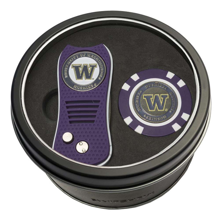 Washington Huskies Golf Tin Set - Switchblade, Golf Chip