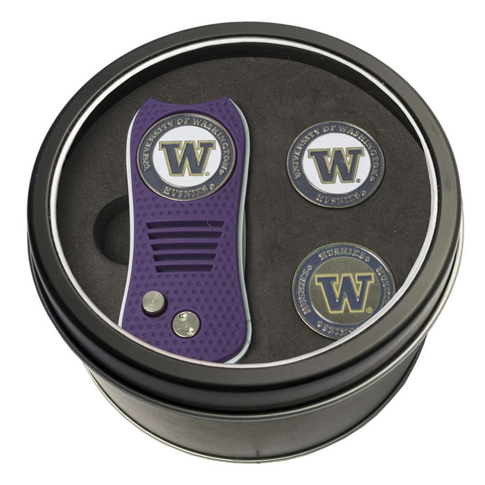 Washington Huskies Golf Tin Set - Switchblade, 2 Markers 28559