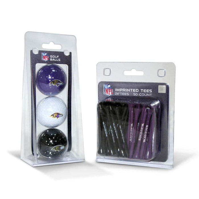 Baltimore Ravens 3 Ball Pack and 50 Tee Pack