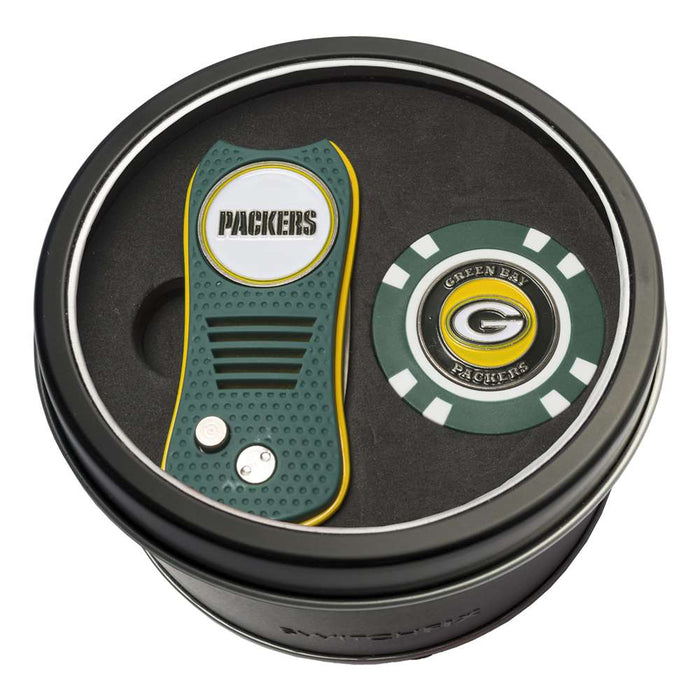 Green Bay Packers Golf Tin Set - Switchblade, Golf Chip