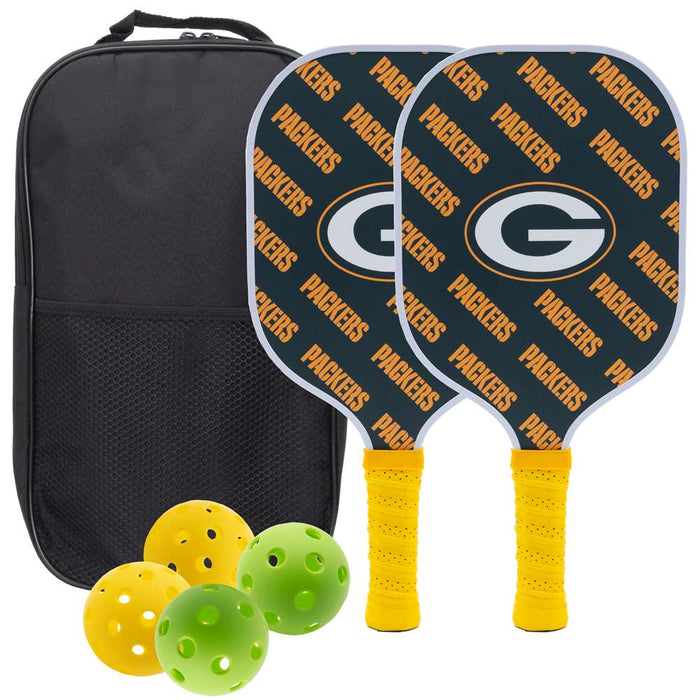 Green Bay Packers Carbon Fiber Pickleball Paddle Set 637556200976