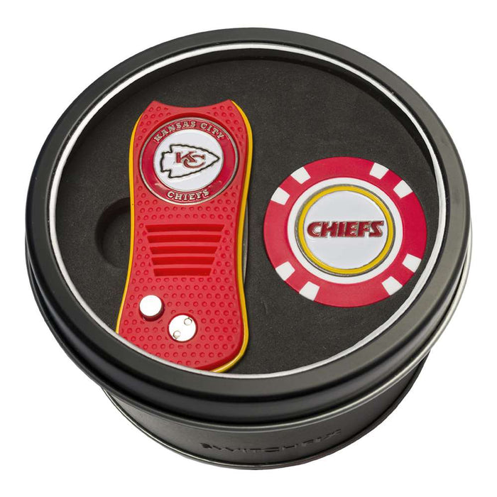 Kansas City Chiefs Golf Tin Set - Switchblade, Golf Chip