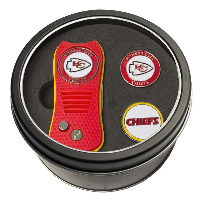 Kansas City Chiefs Golf Tin Set - Switchblade, 2 Markers 31459