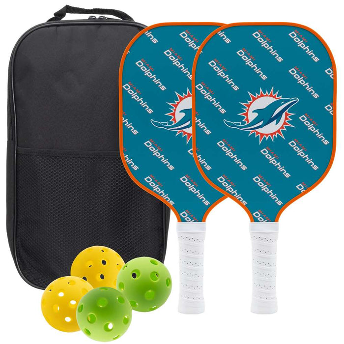 Miami Dolphins Carbon Fiber Pickleball Paddle Set 637556200976