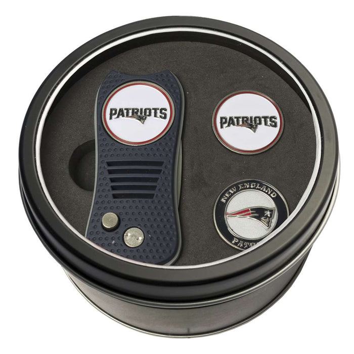 New England Patriots Golf Tin Set - Switchblade, 2 Markers 31759