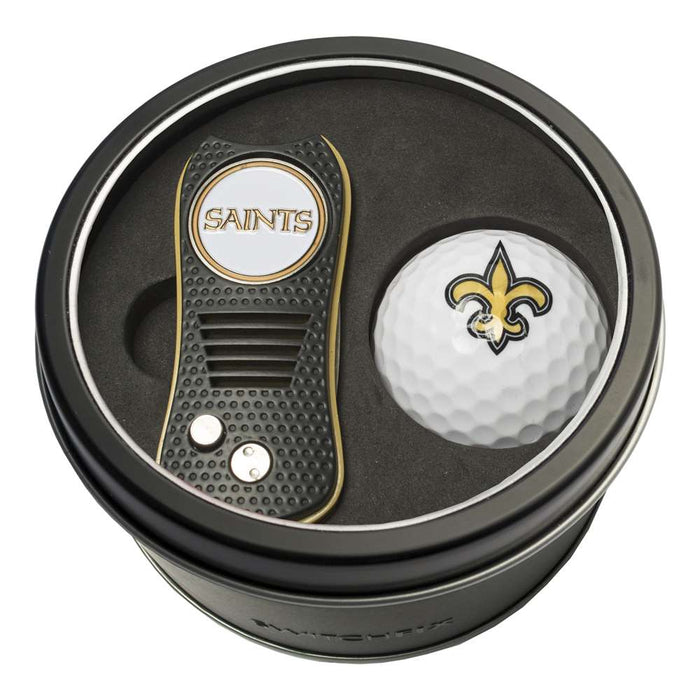 New Orleans Saints Golf Tin Set - Switchblade, Golf Ball