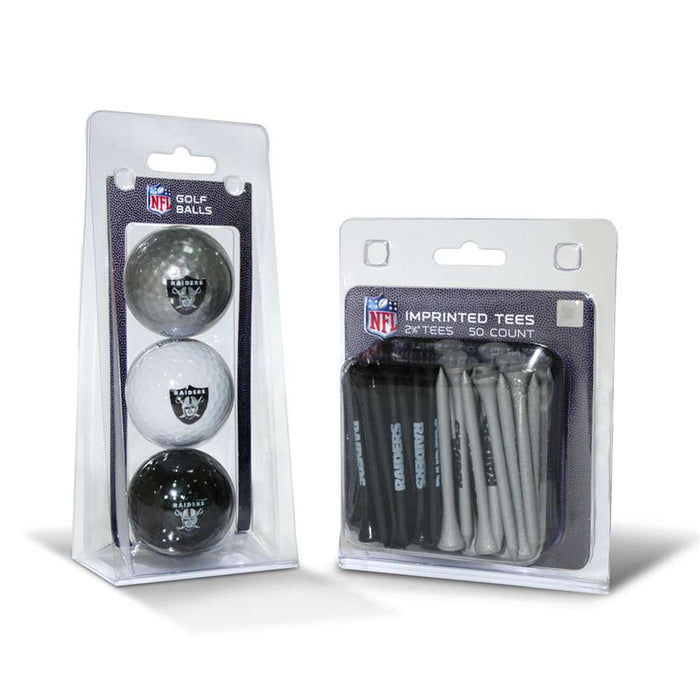 Las Vegas Raiders 3 Ball Pack and 50 Tee Pack