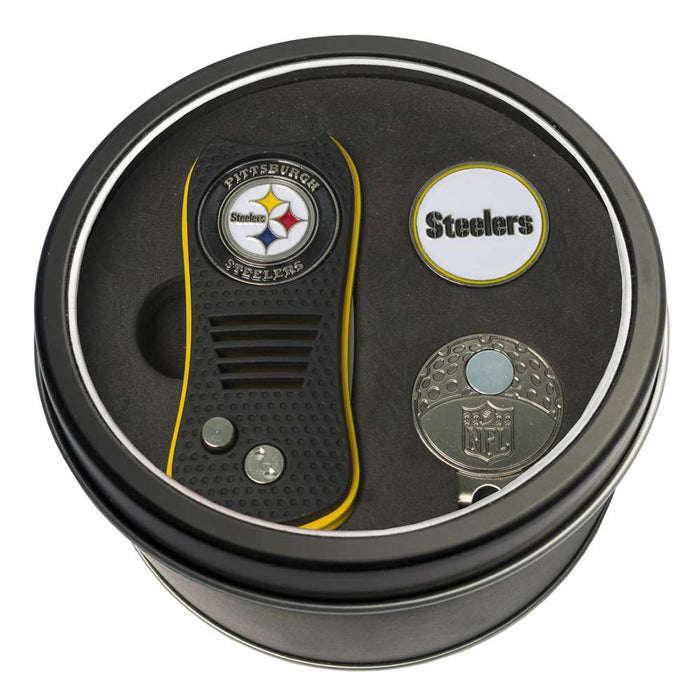 Pittsburgh Steelers Golf Tin Set - Switchblade, Cap Clip, Marker 32457