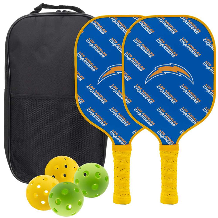 Los Angeles Chargers Carbon Fiber Pickleball Paddle Set 637556200976