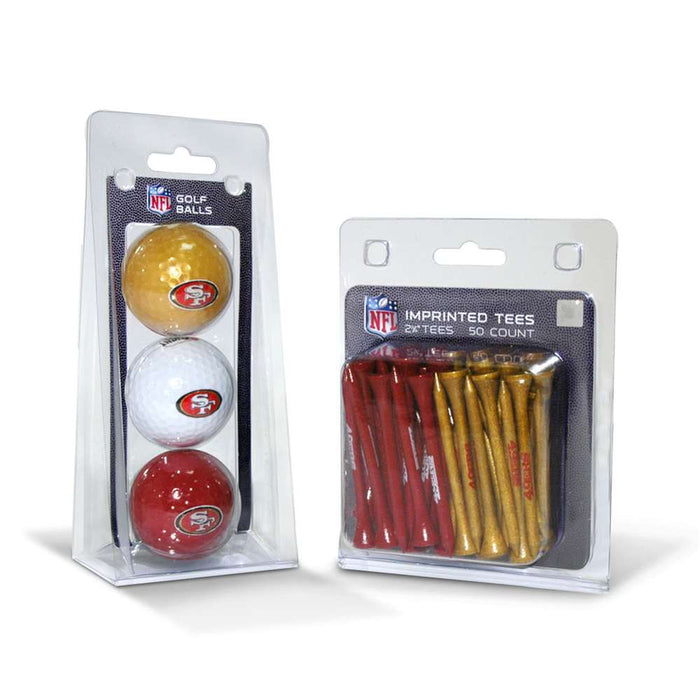 San Francisco 49ers 3 Ball Pack and 50 Tee Pack