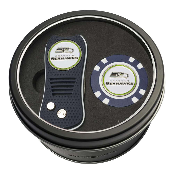 Seattle Seahawks Golf Tin Set - Switchblade, Golf Chip