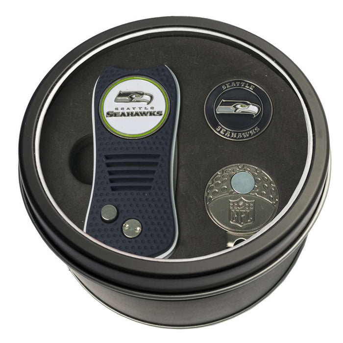 Seattle Seahawks Golf Tin Set - Switchblade, Cap Clip, Marker 32857
