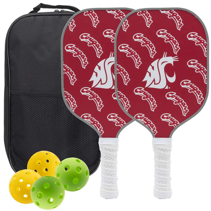 Washington State Cougars Carbon Fiber Pickleball Paddle Set