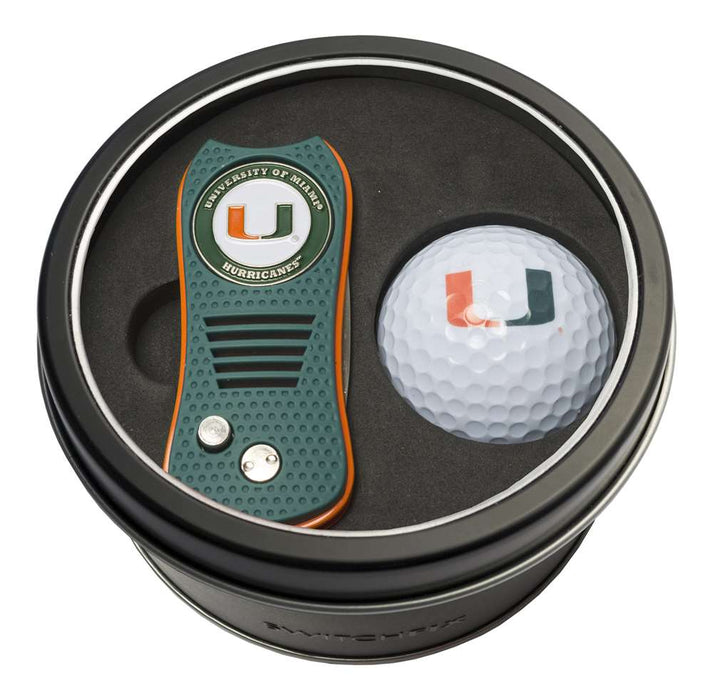 Miami Hurricanes Golf Tin Set - Switchblade, Golf Ball
