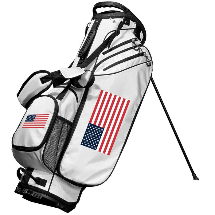 USA Flag Birdie Stand Golf Bag -  White