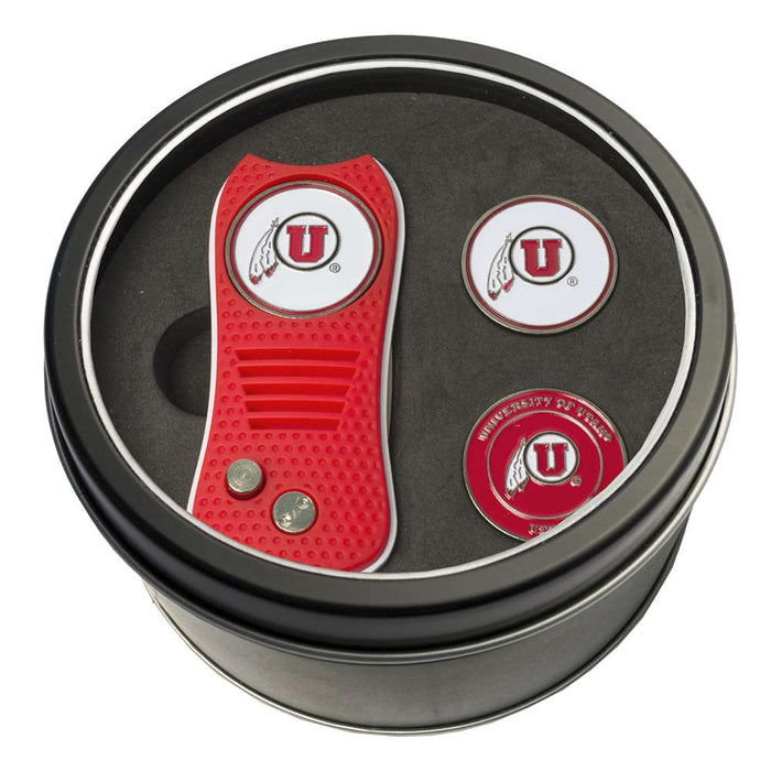 Utah Utes Golf Tin Set - Switchblade, 2 Markers 80559