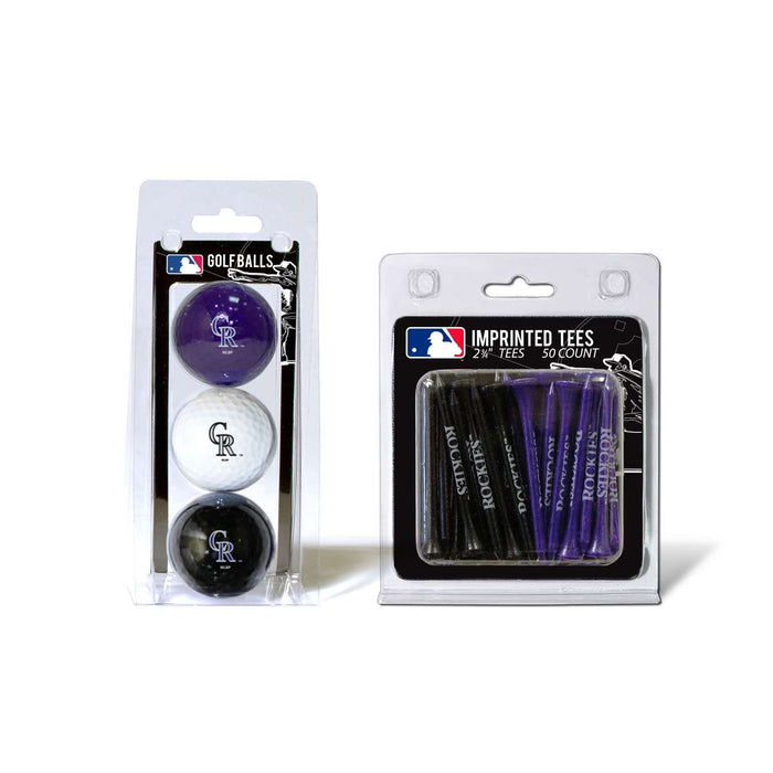 Colorado Rockies  3 Golf Balls And 50 Golf Tees