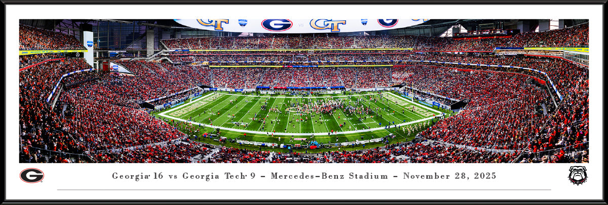 Georgia vs Georgia Tech 11-28-2025 at MB Stadium Panoramic Picture Standard Frame - 40 1/4" X 13 3/4"