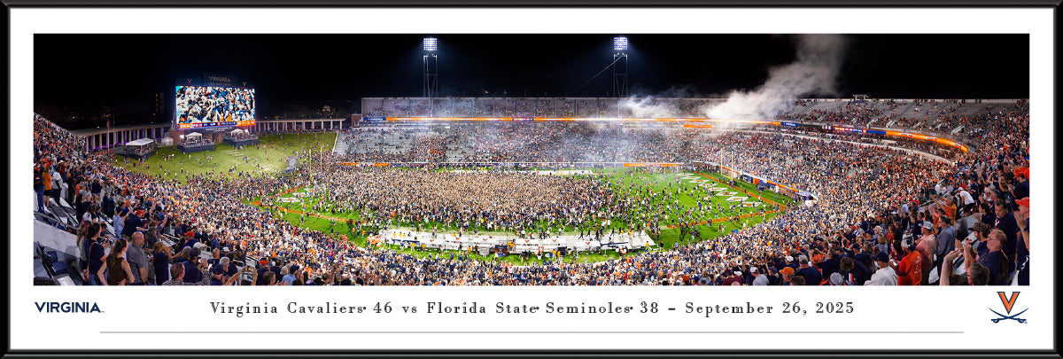 Virginia Cavaliers - Storm The Field - Stadium Panoramic Picture Standard Frame - 40 1/4" X 13 3/4"