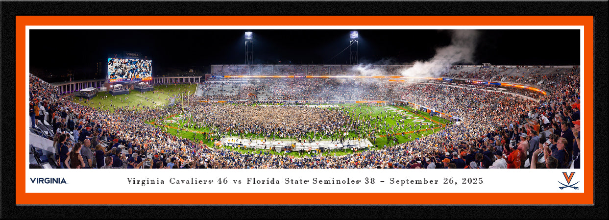 Virginia Cavaliers - Storm The Field - Stadium Panoramic Picture Select Frame - 41 1/2" x 15"