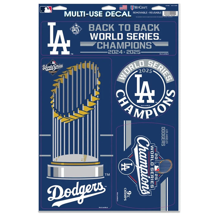 Los Angeles Dodgers 2025 World Series Champions Multi-Use Decals (6 Pack)