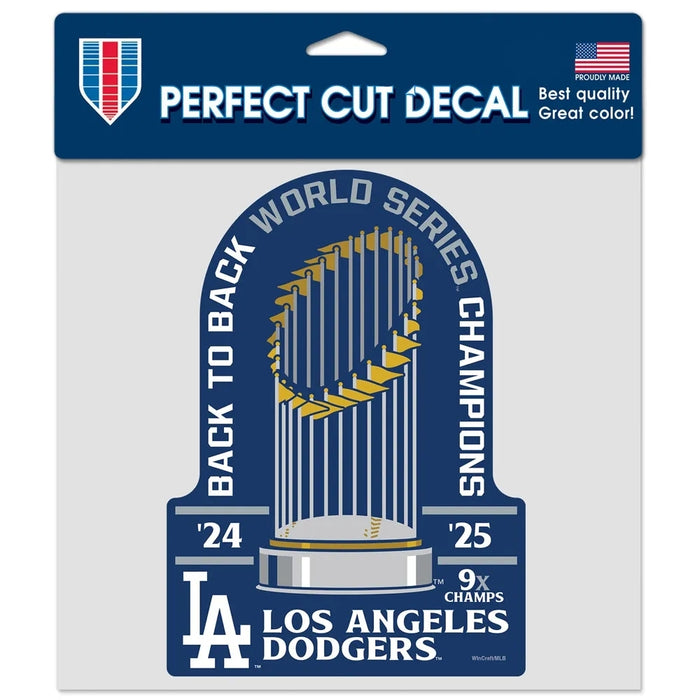 Los Angeles Dodgers 2025 World Series Champions Perfect Cut Decal 8X8 (6 Pack)