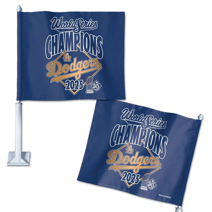 Los Angeles Dodgers 2025 World Series Champions Car Flag (3 Pack)