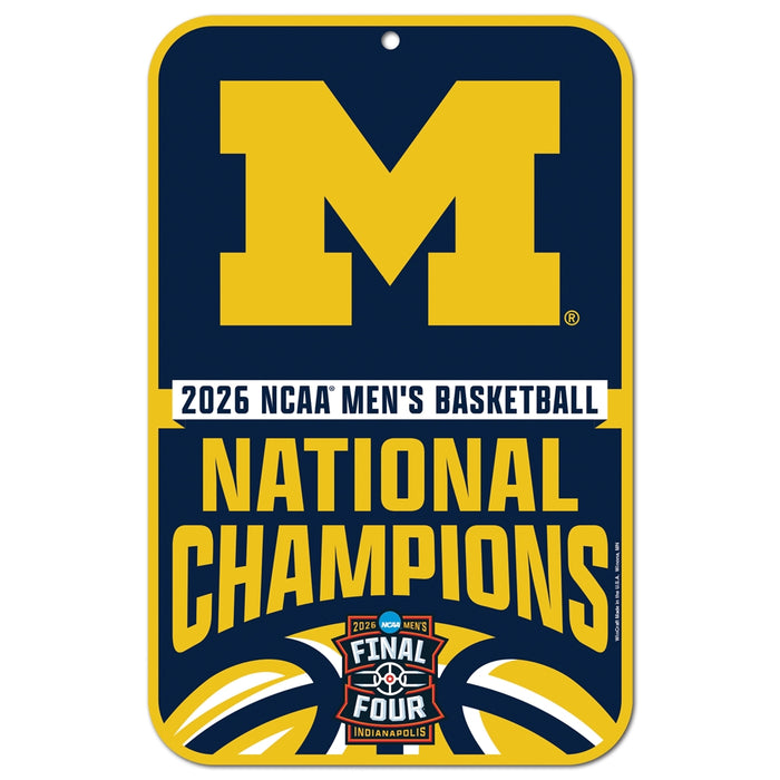 Michigan Wolverines 2026 Men's Basketball National Champions Plastic Sign 17X11 in.