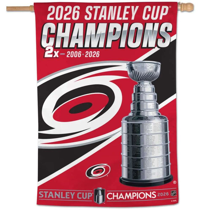 Carolina Hurricanes 2026 NHL Stanley Cup Champions Vertical Banner 28X40 in.