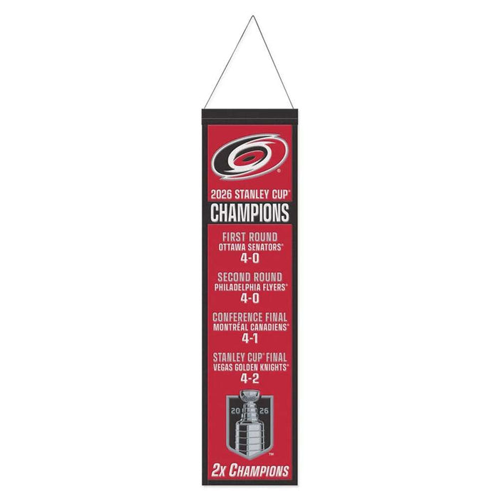 Carolina Hurricanes 2026 NHL Stanley Cup Champions Wool Banner 8X32 In.
