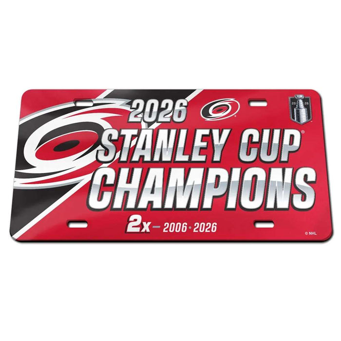 Carolina Hurricanes 2026 NHL Stanley Cup Champions Acrylic License Plate Frame