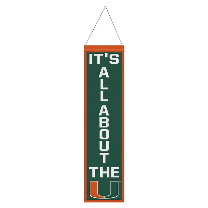 Miami Hurricanes Wool Banner 8X32 in.