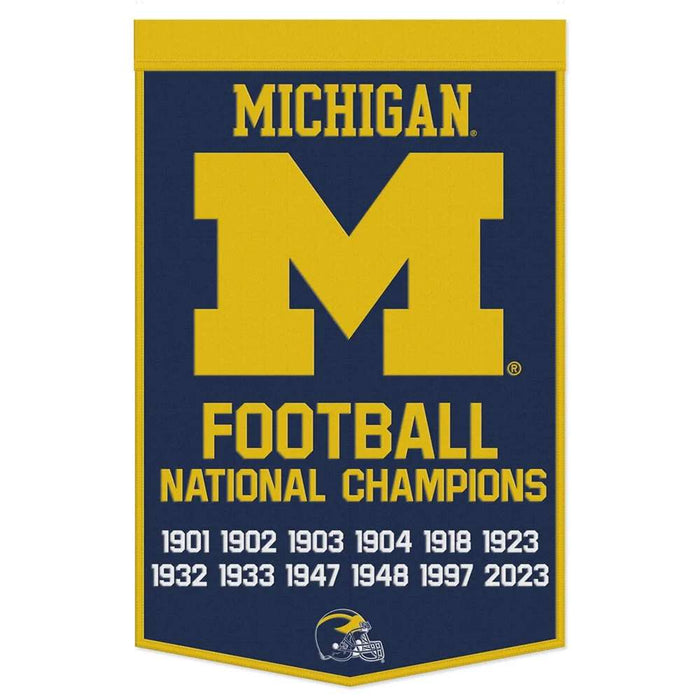 Michigan Wolverines 12 Time National Champions Wool Banner 24X38 in.
