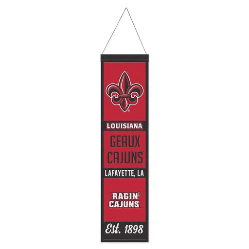 Louisiana Lafayette Ragin Cagins Wool Banner 8X32 in.