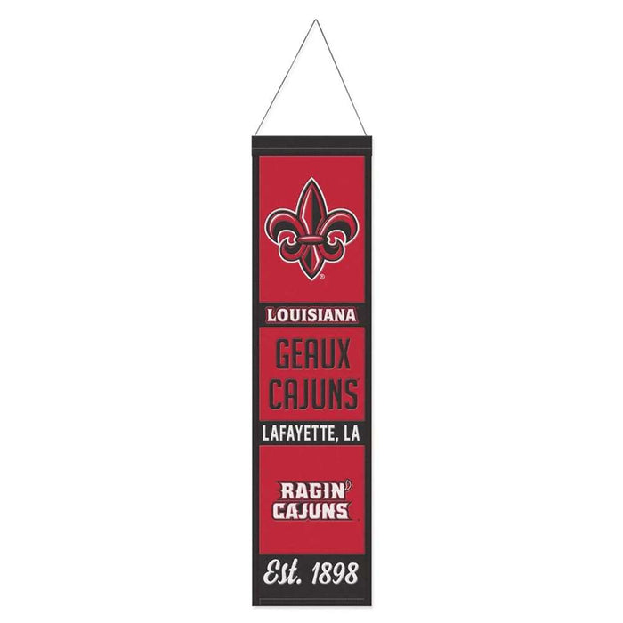 Louisiana Lafayette Ragin Cagins Wool Banner 8X32 in.