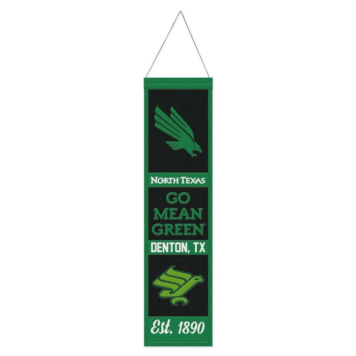 North Texas Mean Green Wool Banner 8X32 in.