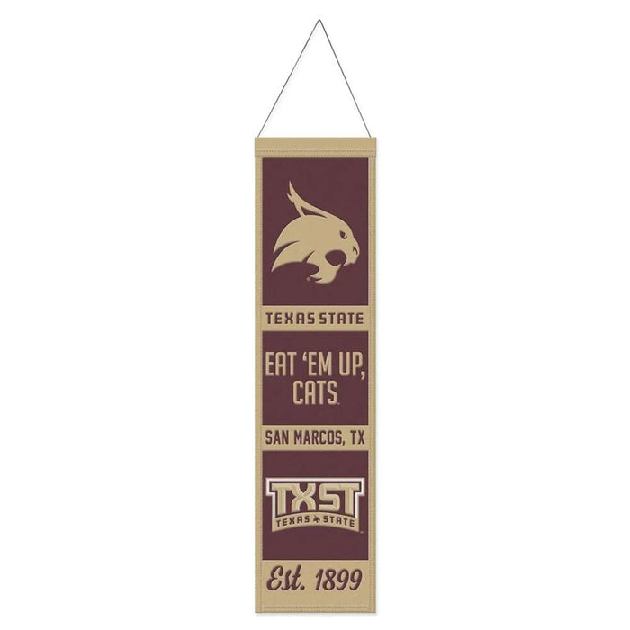 Texas State Bobcats Wool Banner 8X32 in.