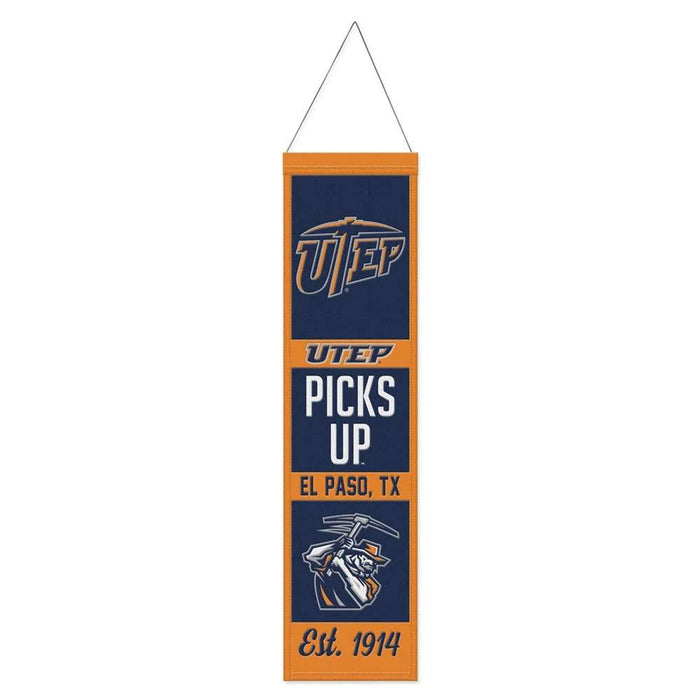 UTEP Miners Wool Banner 8X32 in.