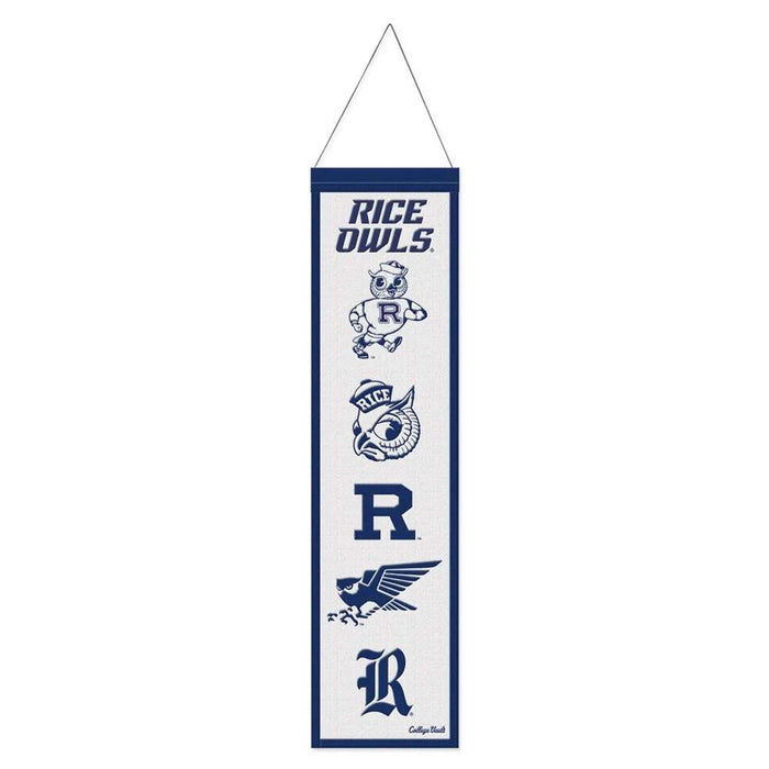 Rice Owls Wool Banner 8X32 in.