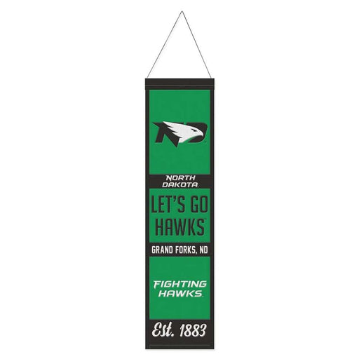 North Dakota Fighting Hawks Wool Banner 8X32 in.
