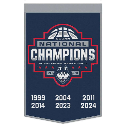 UConn Connecticut Huskies 6 Time National Champions Wool Banner 24X38 in.