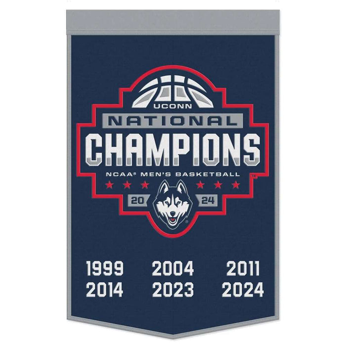 UConn Connecticut Huskies 6 Time National Champions Wool Banner 24X38 in.