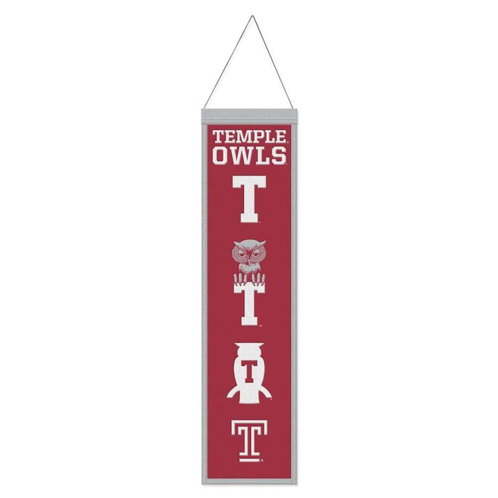 Temple Owls Wool Banner 8X32 in.