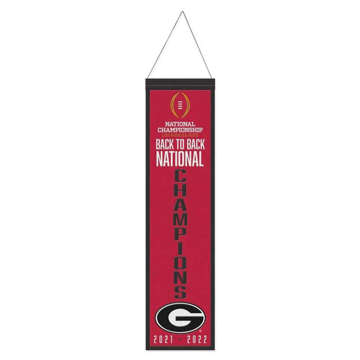 Georgia Bulldogs Back to Back Football National Champions Wool Banner 8X32 in.
